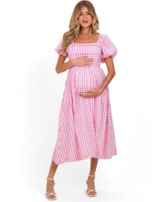 Женская миди-платье Pinkblush Pink Gingham Puff Sleeve