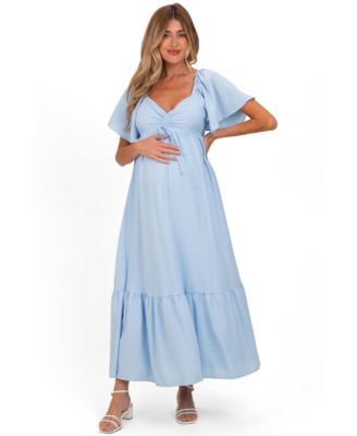 Женское макси-платье Pinkblush Maternity голубое с рюшами