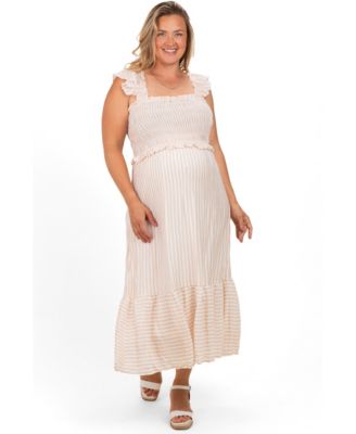 Платье миди в полоску Pinkblush Plus Size Light Khaki