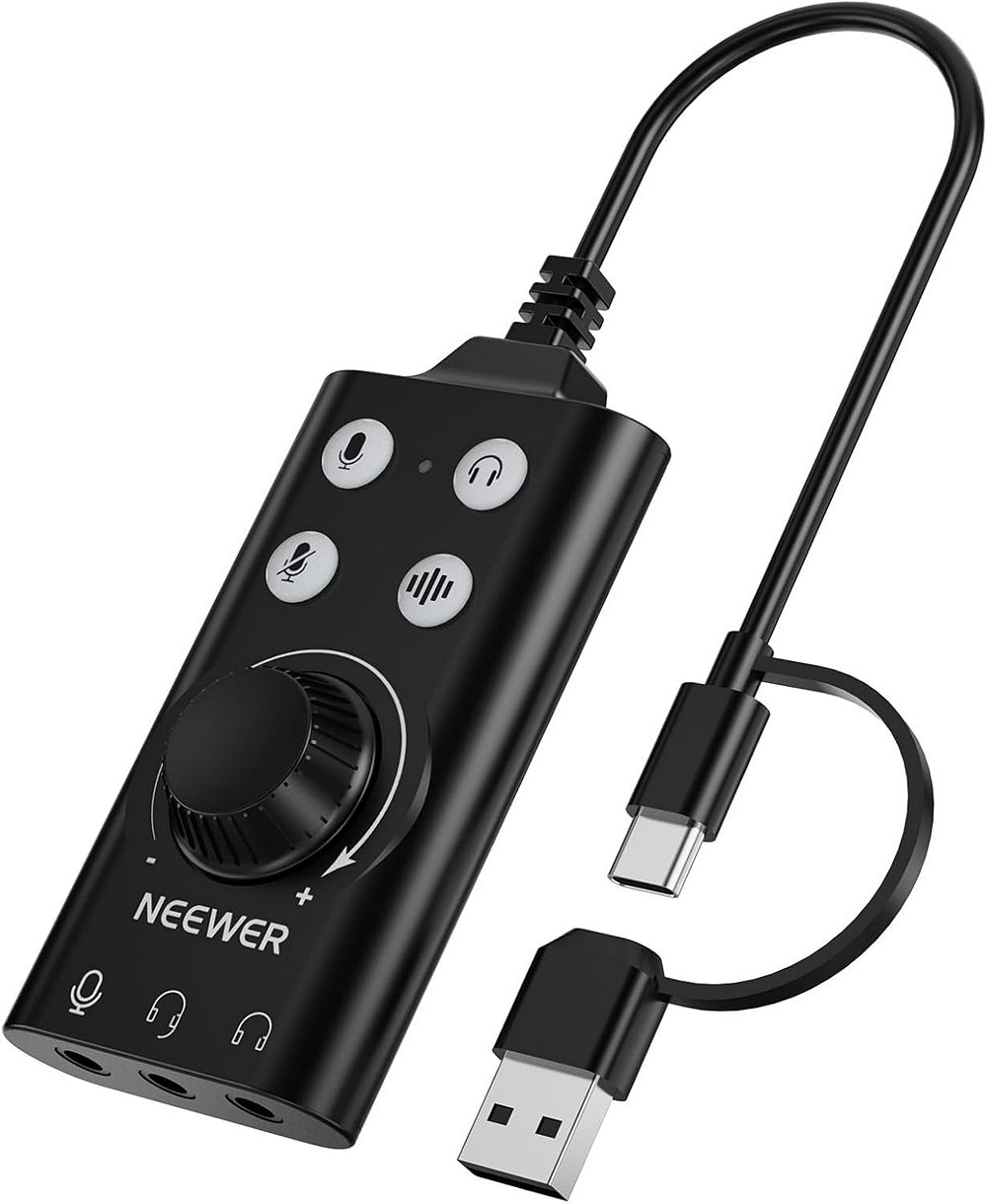 Neewer PP07 USB Type-C Plug and Play USB Audio Adapter for Mac, Windows, PC, Phone, PS4, PS5