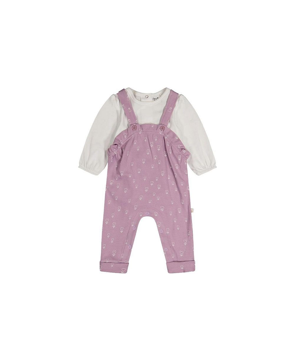 Deux par Deux Baby Girl ( 3M to 24 M ) Cotton Onesie and Overall Set Floral Print
