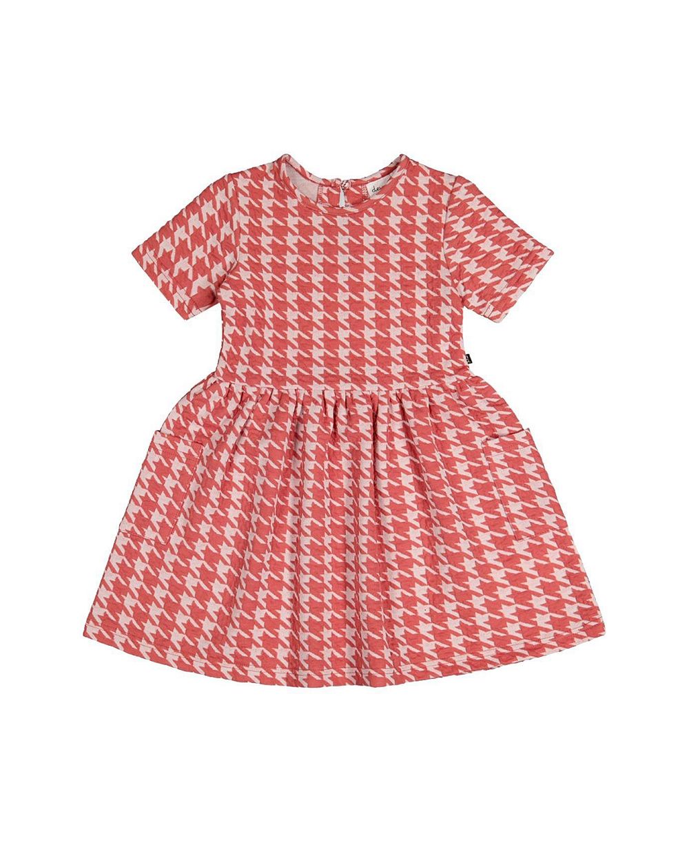 Deux par Deux Детское платье с коротким рукавом и карманами Houndstooth (6T-12T)