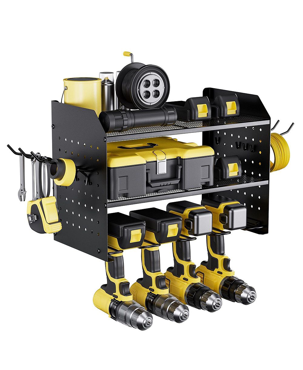 XDOVET Power Tool Organizer Wall Mount Drill Holder Pegboard Rack Hooks Workshop Storage