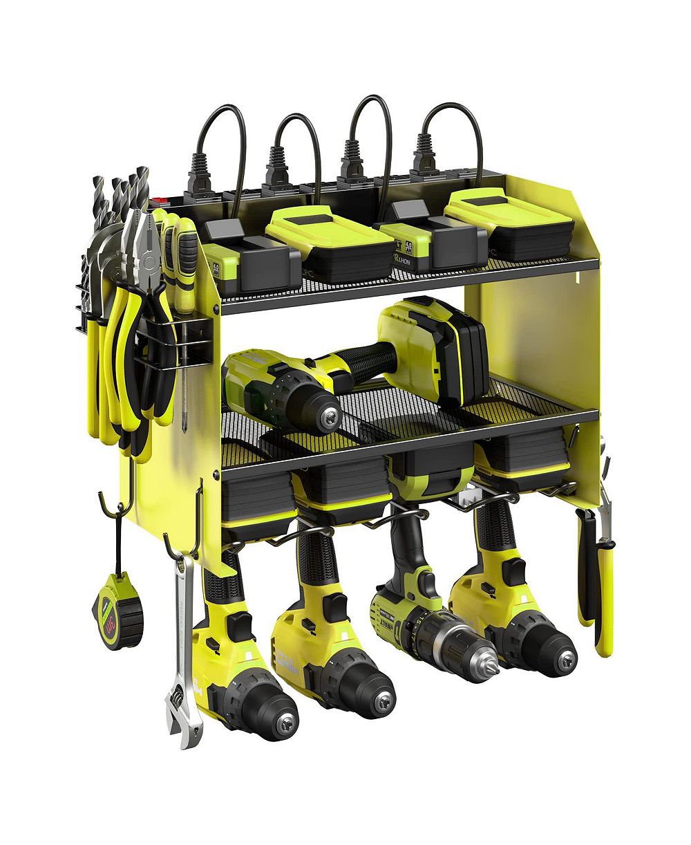 XDOVET Power Tool Organizer Wall Mount Charging Station 8 Outlet Rack Holder