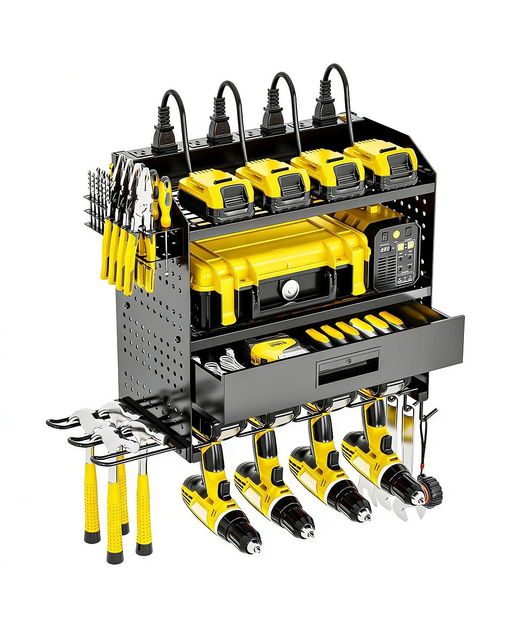 XDOVET Power Tool Organizer Wall Mount 4 Layers Drill Holder Garage Storage Rack