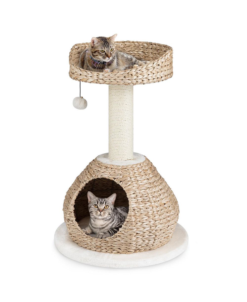Gymax Petsjoy 28'' Hand-Made Cat Tree Tower Bowl Shaped with Perch