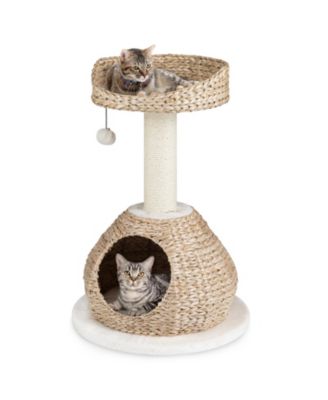 Gymax Petsjoy 28'' Hand-Made Cat Tree Tower Bowl Shaped with Perch