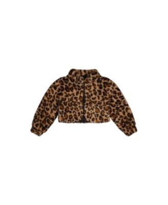 Deux par Deux Toddler Girl 2T-5T Faux Fur Jacket Leopard Print