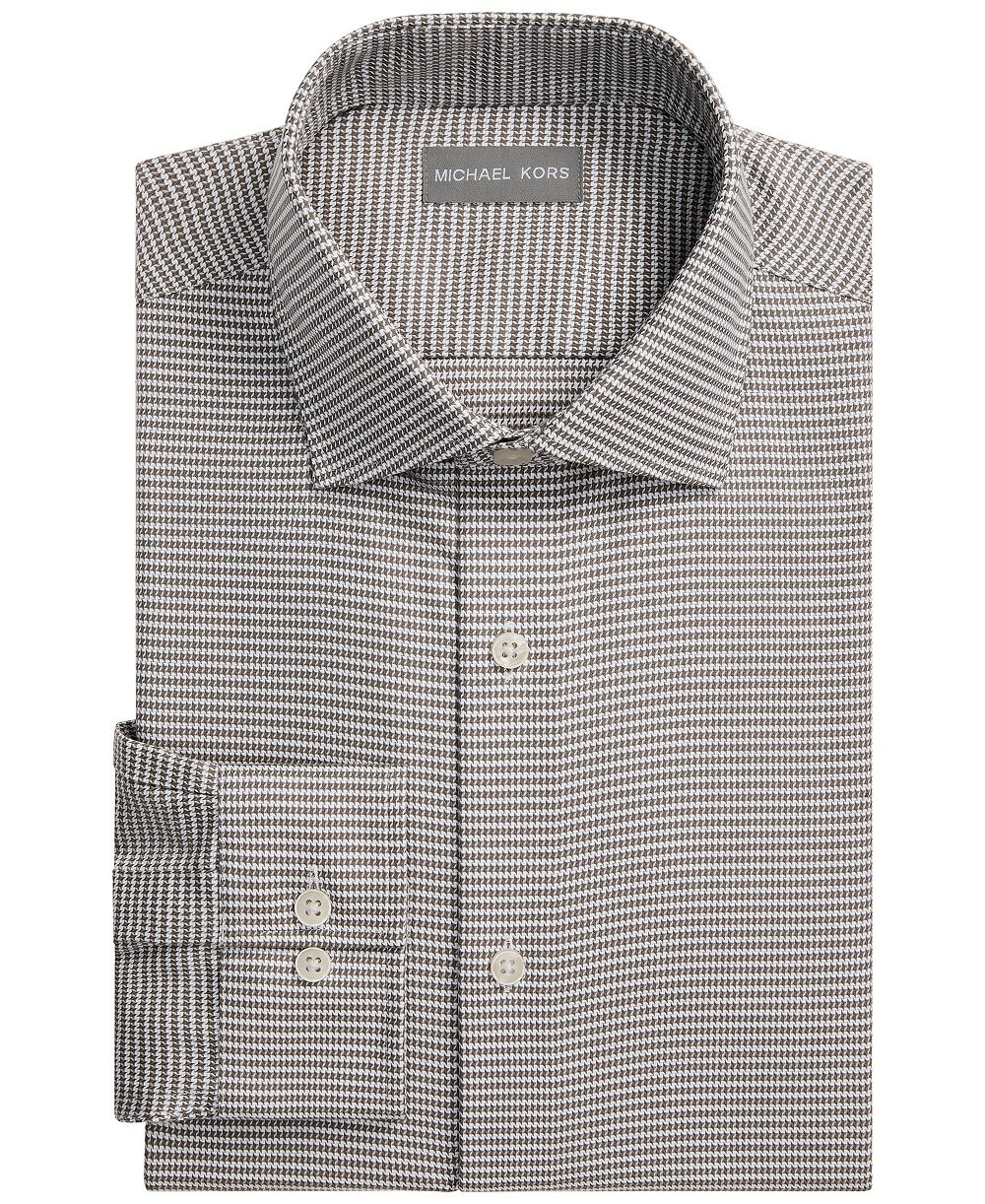Michael Kors Men's Passport Ultra Stretch Gingham Check Spread-Collar Dress Shirt