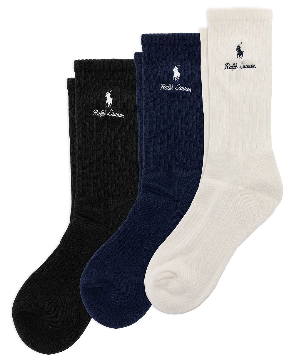 Мужские носки Polo Ralph Lauren с двойным логотипом и рифленым узором, 3 пары