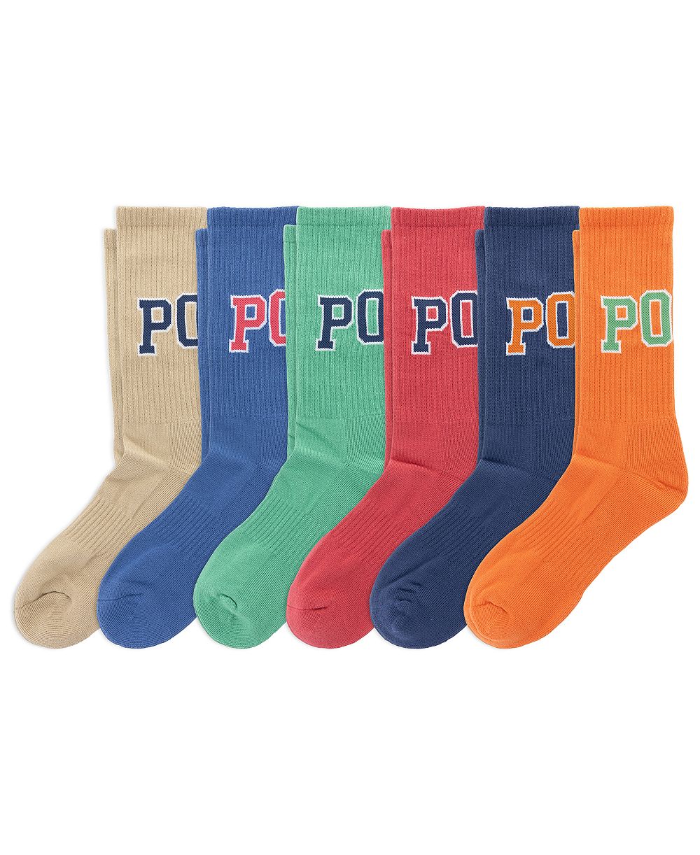Мужские хлопковые носки Polo Ralph Lauren с логотипом, набор 6 пар
