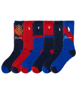 Polo Ralph Lauren Men's Snow Beach Crew Ribbed Crew Socks, 6-Pack