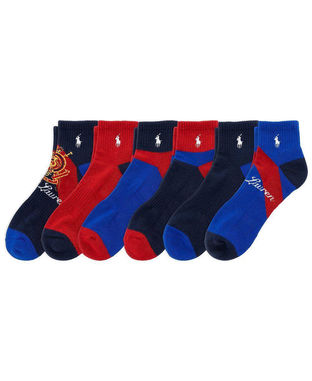 Мужские носки Polo Ralph Lauren Snow Beach с рифленым узором и четверть-воротником, 6 пар