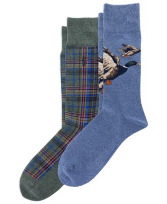 Polo Ralph Lauren мужские хлопковые носки с круглым вырезом Mallard/Plaid, 2 шт.