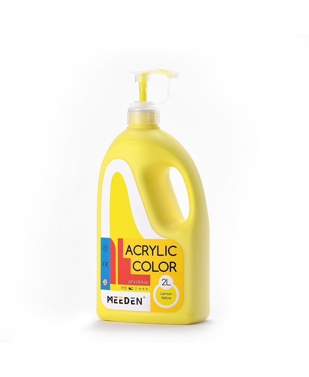 Акриловая краска Meeden с крышкой-насосом, 1/2 Gallon (2Liter /67.6 ounces.) Heavy-Body Rich Pigment Color
