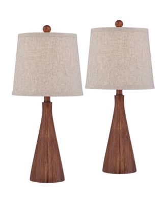 360 Lighting Fraiser 23 1/2" High Cone Small Mid Century Modern Accent Table Lamps Set of 2 Wood Finish Living Room Bedroom