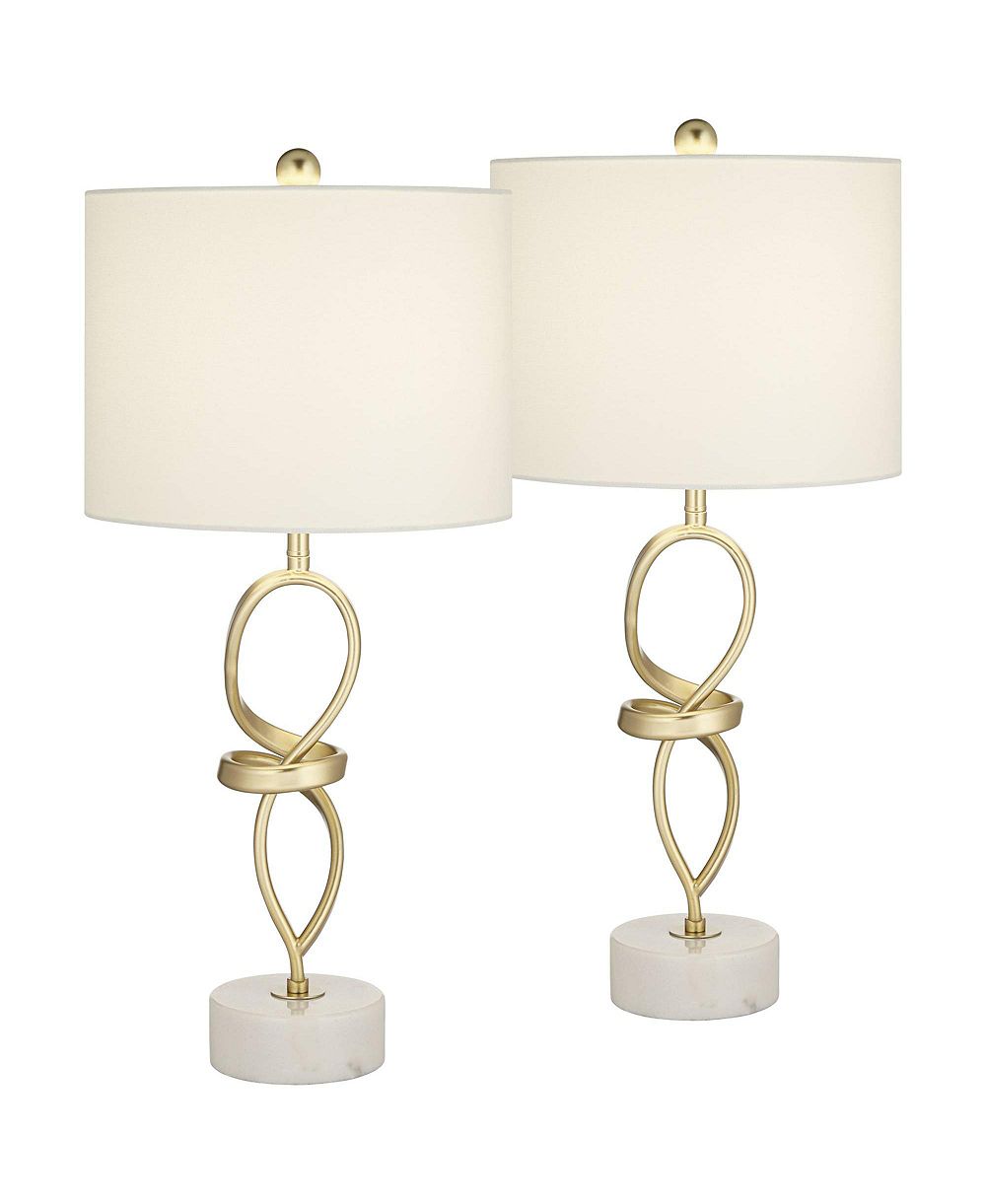 360 Lighting Liza 26 1/2" Tall Luxe Modern Table Lamps Set of 2 Living Room Bedroom Bedside Nightstand Shade House