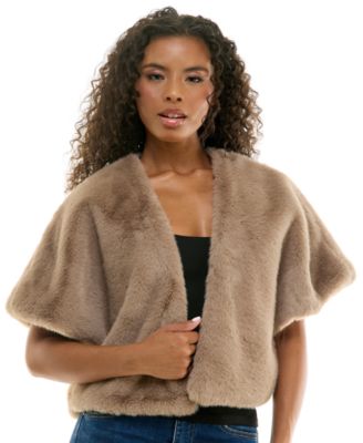 SENI & CADE Juniors' Cropped Open-Front Faux Fur Vest