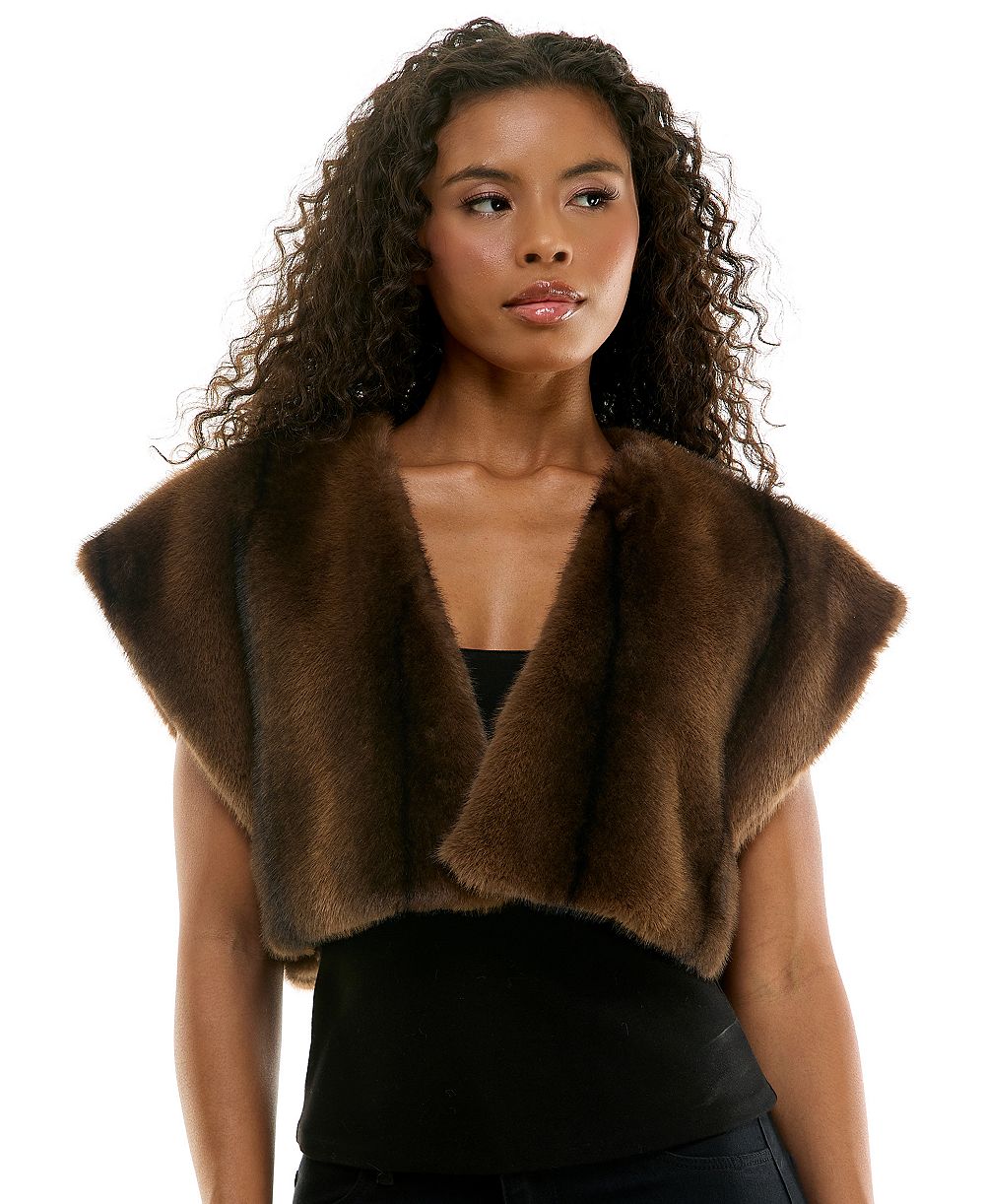 SENI & CADE Juniors' Cropped Faux-Fur Vest