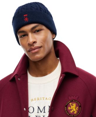 Шапка Tommy Hilfiger из шерсти с кабельной вязкой и рифлеными манжетами