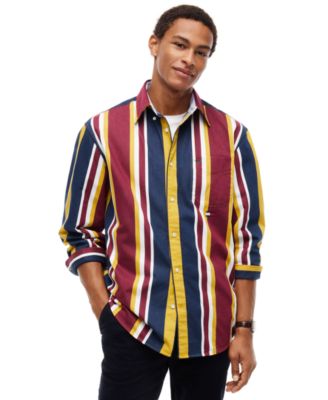 Мужская рубашка Tommy Hilfiger из твила с американским наследием, в полоску, длинный рукав, свободный крой