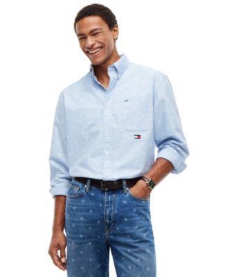 Мужская рубашка Tommy Hilfiger American Oxford с длинным рукавом, на пуговицах, свободного кроя, эксклюзив Macy’s