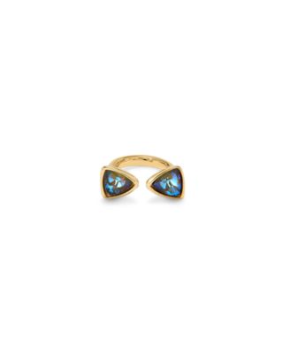 UNOde50 Gold Metal Alloy Two Pink Crystals Ring