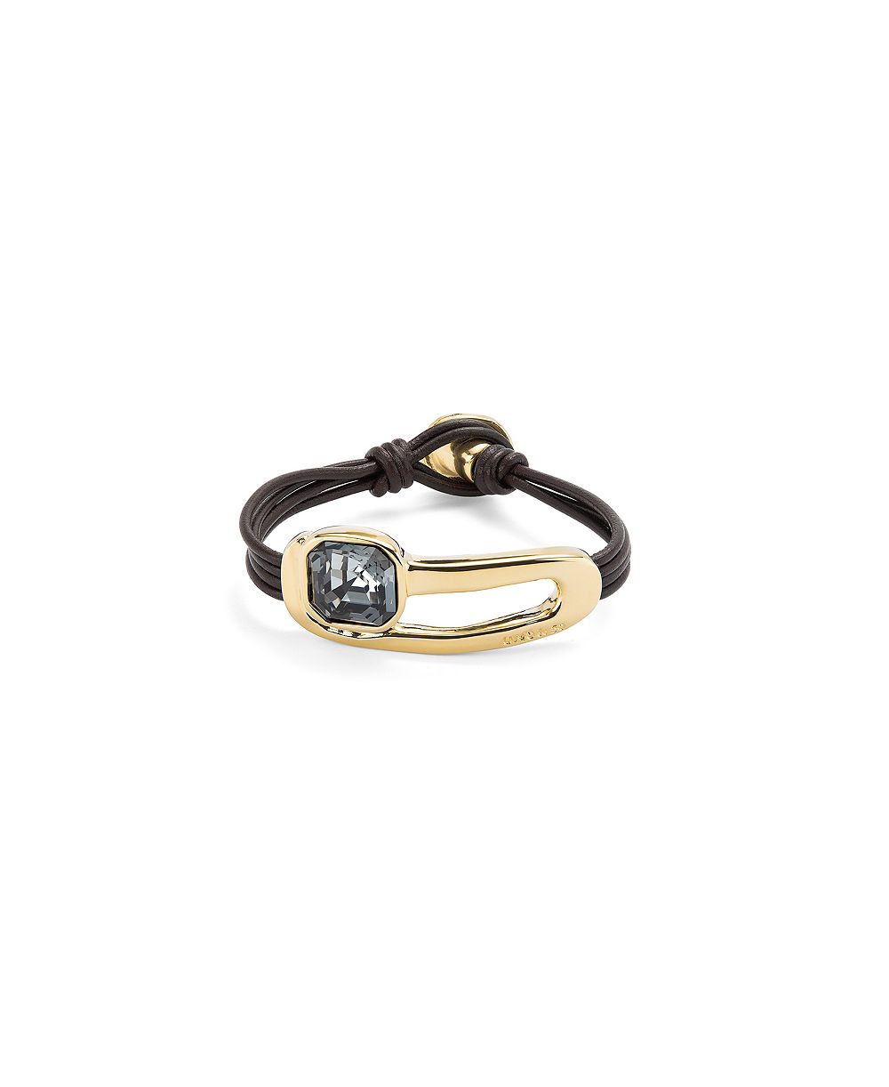 Браслет UNOde50 Gold Metal Alloy Black Leather