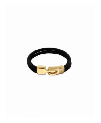 UNOde50 Gold Metal Alloy Black Leather Bracelet