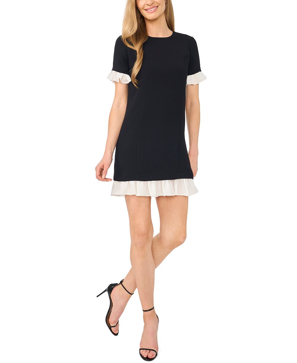 Женское мини-платье CeCe Colorblock с рюшами