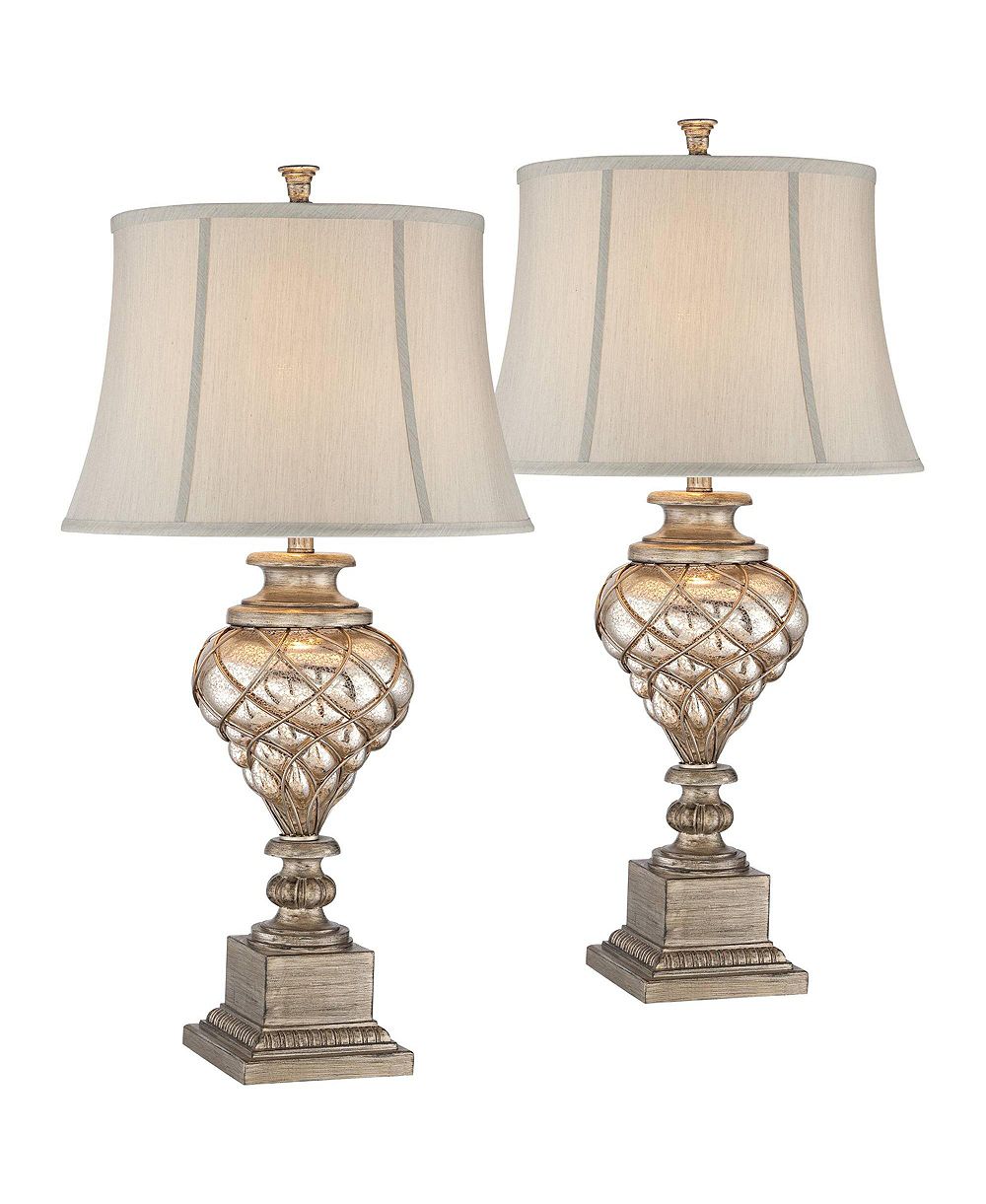 Набор из 2 прикроватных ламп Barnes and Ivy Luke, традиционный стиль, LED, mercury glass