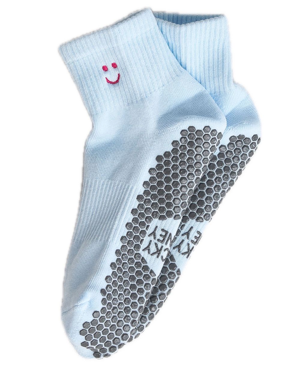 Luckey Honey Women's Harlow Grip Embroidered Ankle Patch Crew Socks