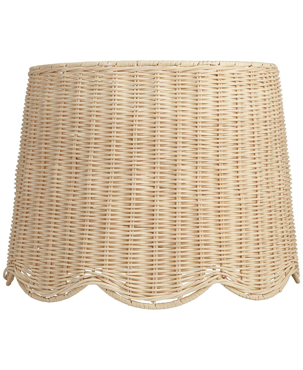 Springcrest 13" Top x 15 1/2" Bottom x 11 3/4" H x 11 3/4" Slant Lamp Shade Replacement Drum Unbleached Rattan Spider Harp Finial