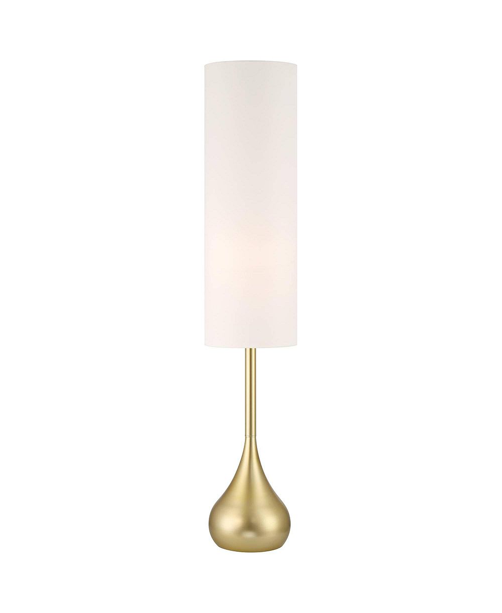Possini Euro Design Moderne Mid Century Modern 62" Tall Standing Floor Lamp Droplet Foot Switch Metal Soft Finish Living Room
