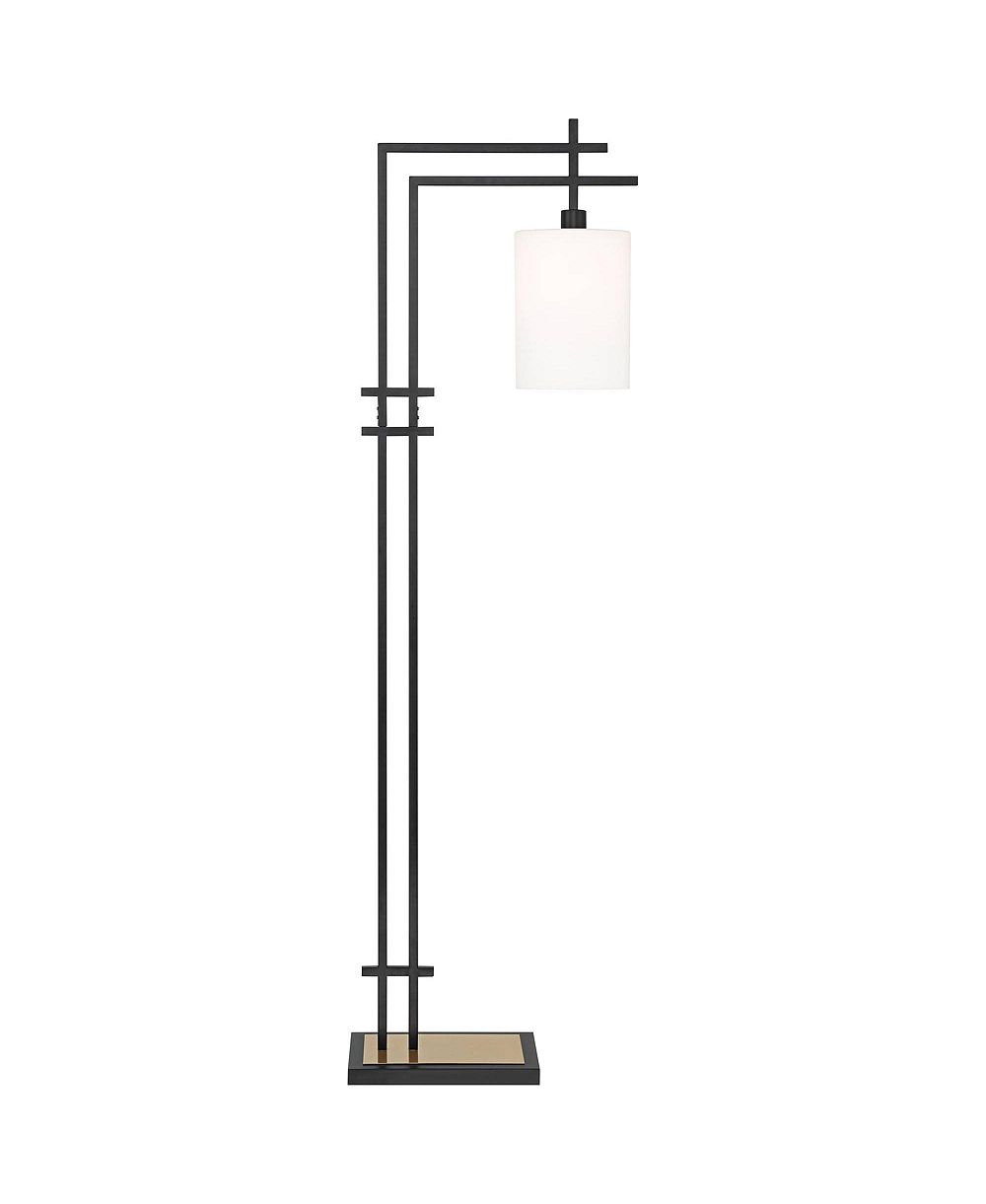 Possini Euro Design Torrance Modern Industrial 65" Tall Downbridge Arc Floor Lamp Matte Warm Frosted Glass Shade for Living Room