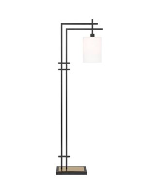 Possini Euro Design Torrance Modern Industrial 65" Tall Downbridge Arc Floor Lamp Matte Warm Frosted Glass Shade for Living Room