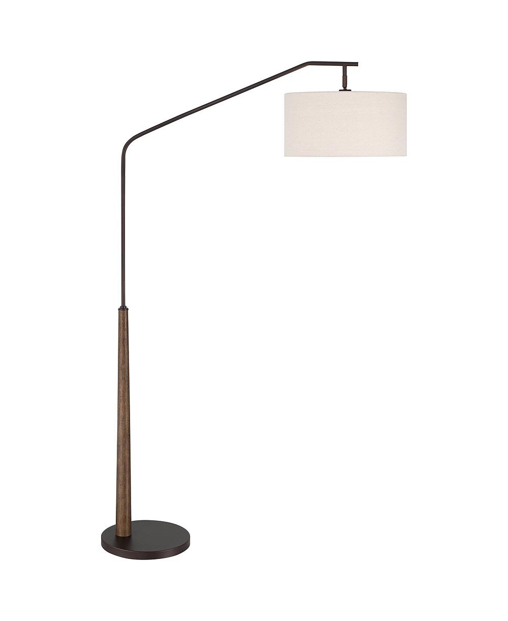 Franklin Iron Works Kipling Farmhouse Rustic 76" Tall Standing Floor Lamp Large Arc Foot Switch Bronze Wood Living Room Bedroom