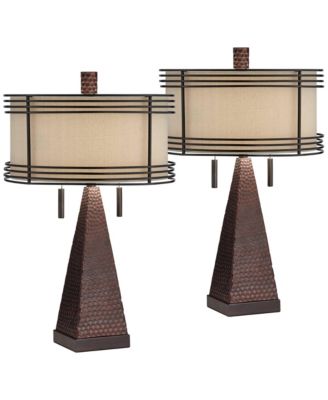 Набор из 2 настольных ламп Franklin Iron Works Niklas 26" High Industrial Table Lamps USB Port Bronze Finish Metal