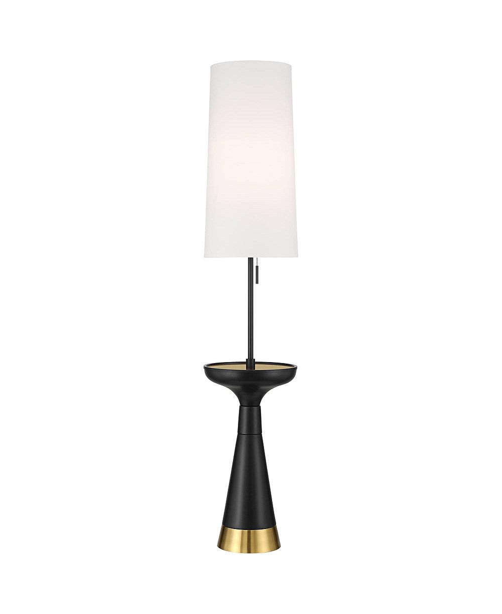 Possini Euro Design Otis Mid Century Modern 66" Tall Standing Floor Lamp Tray Table Pull Chain Metal Living Room House