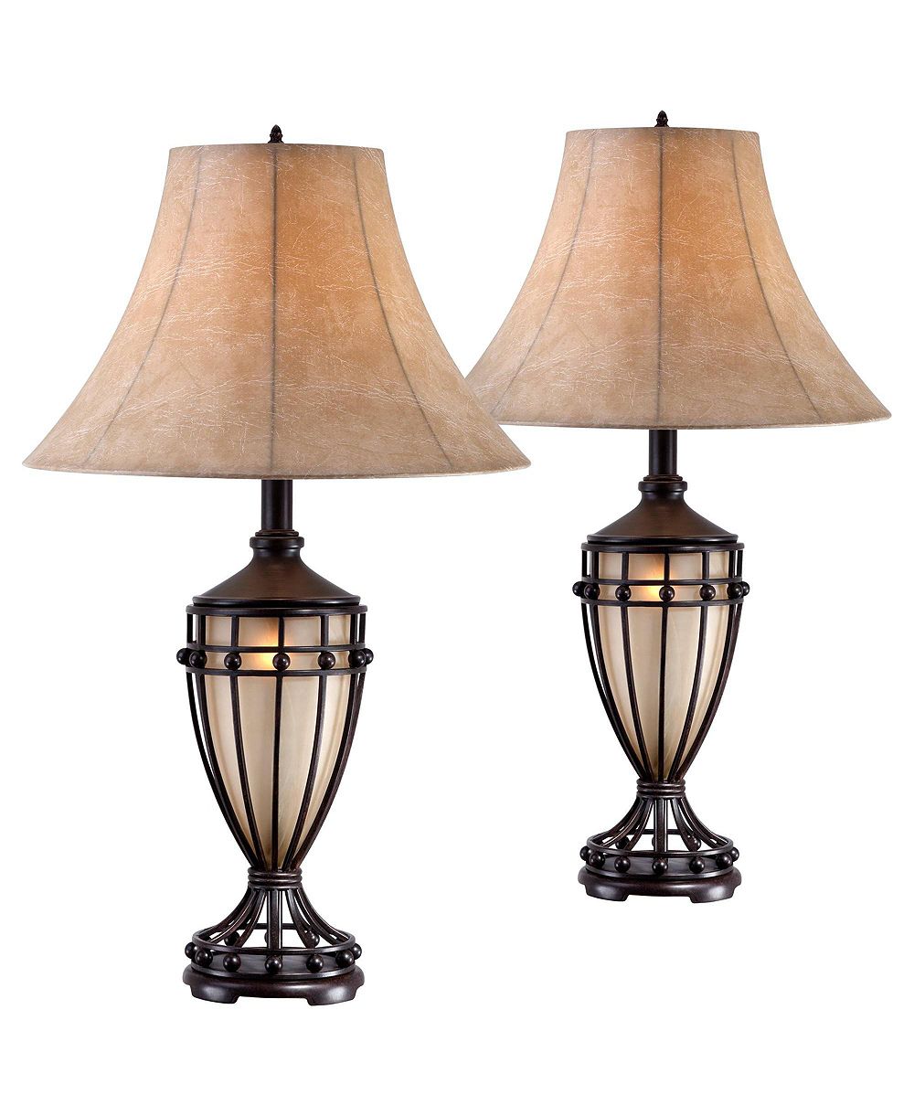Franklin Iron Works Traditional Table Lamps 33" Tall Set of 2 with Nightlight Brushed Iron Urn Fabric Shade for Living Room Bedroom