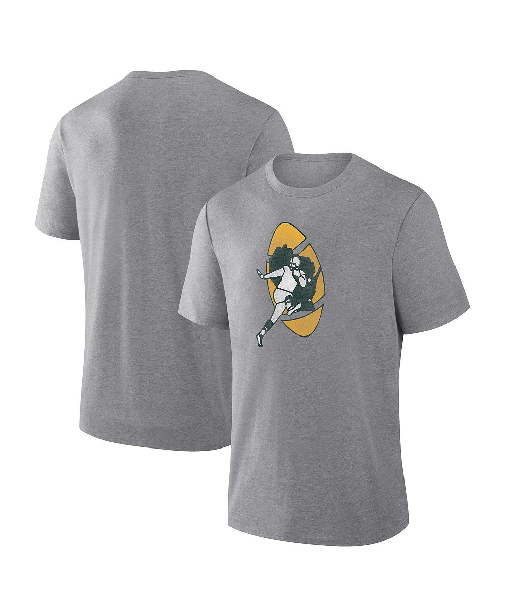 Мужская футболка Fanatics Heather Gray Green Bay Packers Heritage Tribute Tri-Blend
