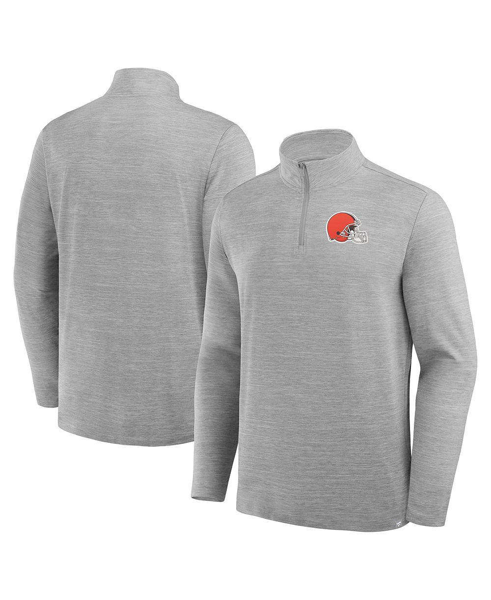 Мужская свитшот-толстовка Fanatics Cleveland Browns Heather Gray Clutch Quarter-Zip Pullover