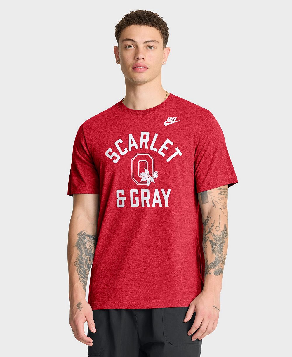 Nike Men's Heather Scarlet Ohio State Buckeyes Legacy Mantra Tri-Blend T-Shirt