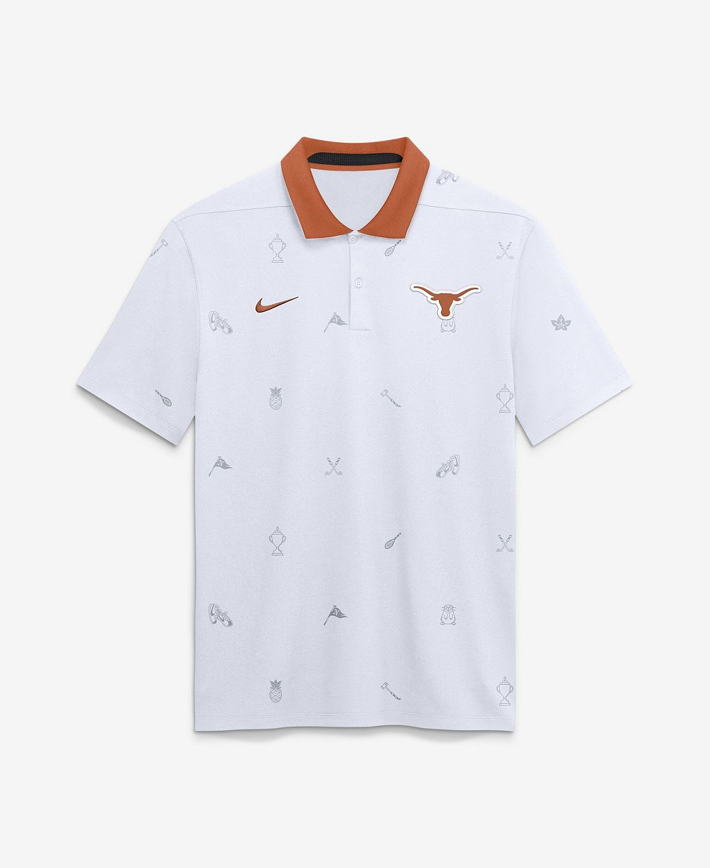 Nike Men's White Texas Longhorns Vapor Pattern Dri-FIT Polo Shirt