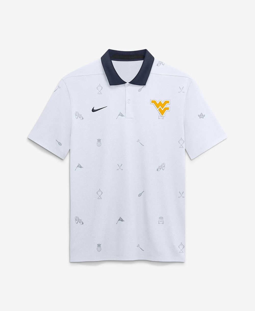 Nike Men's White West Virginia Mountaineers Vapor Pattern Dri-FIT Polo Shirt