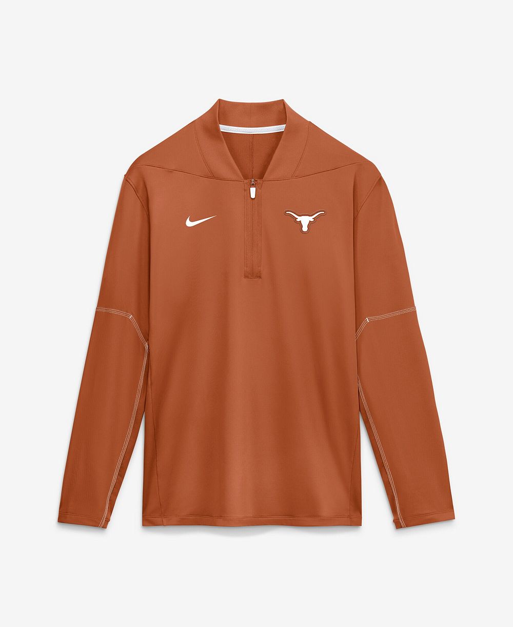 Мужская футболка Nike Texas Orange Texas Longhorns Sideline Dri-FIT Long Sleeve Half-Zip Pullover