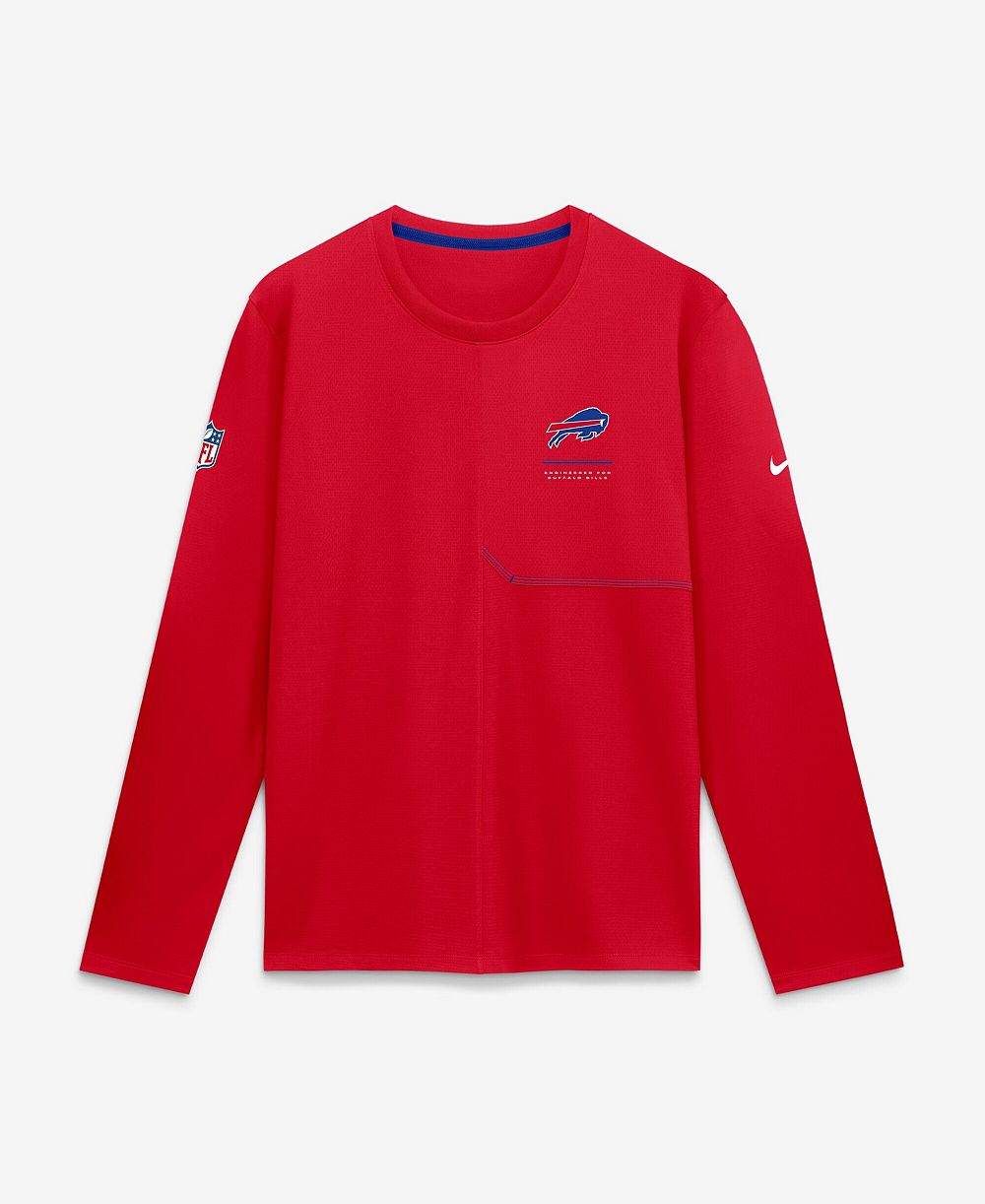 Nike Men's Red Buffalo Bills Sideline Coaches UV Dri-FIT Long Sleeve Shirt