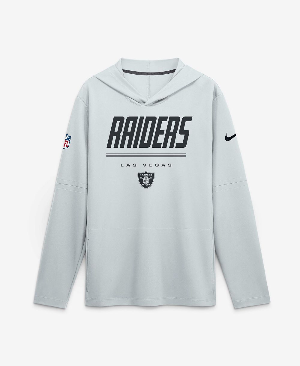 Мужское худи Nike Platinum Las Vegas Raiders Sideline Game On Lightweight Long Sleeve Dri-FIT