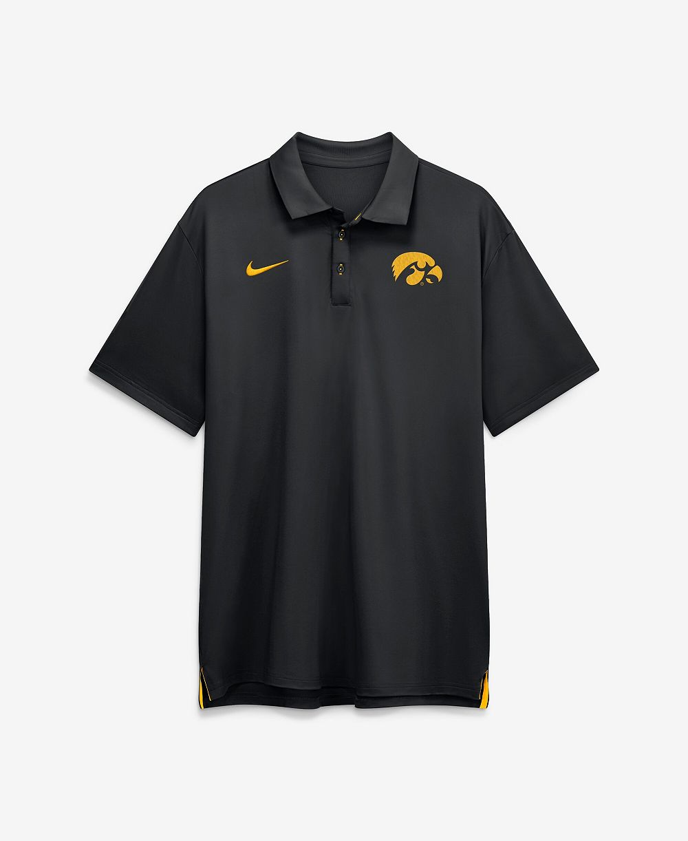 Nike Men's Black Iowa Hawkeyes 2026 Sideline Tour Dri-FIT Polo Shirt