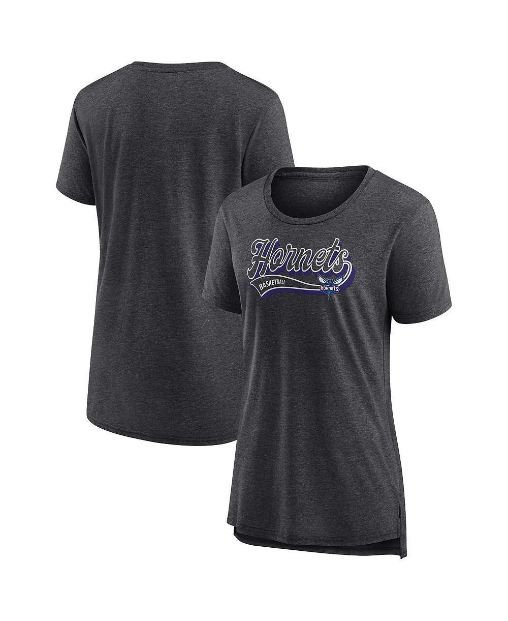 Женская футболка Fanatics Heather Charcoal Charlotte Hornets League Leader Tri-Blend
